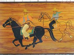 Large Panel with 'Wild West' Cowboy Painted Illustration
