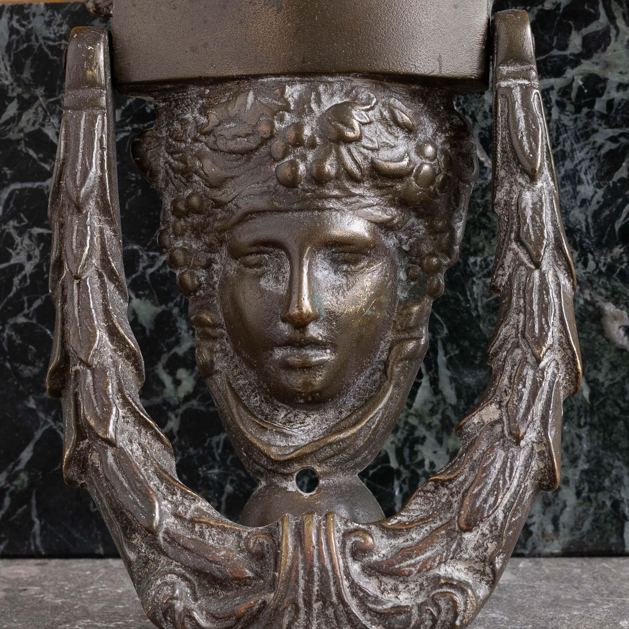 Antique Neo-Classical Brass Door Knocker For Sale 2