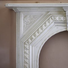 Large Victorian Gothic Statuary marble fireplace, c.1870
