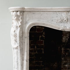 French Louis XV Style Rococo Fireplace in Carrara Marble
