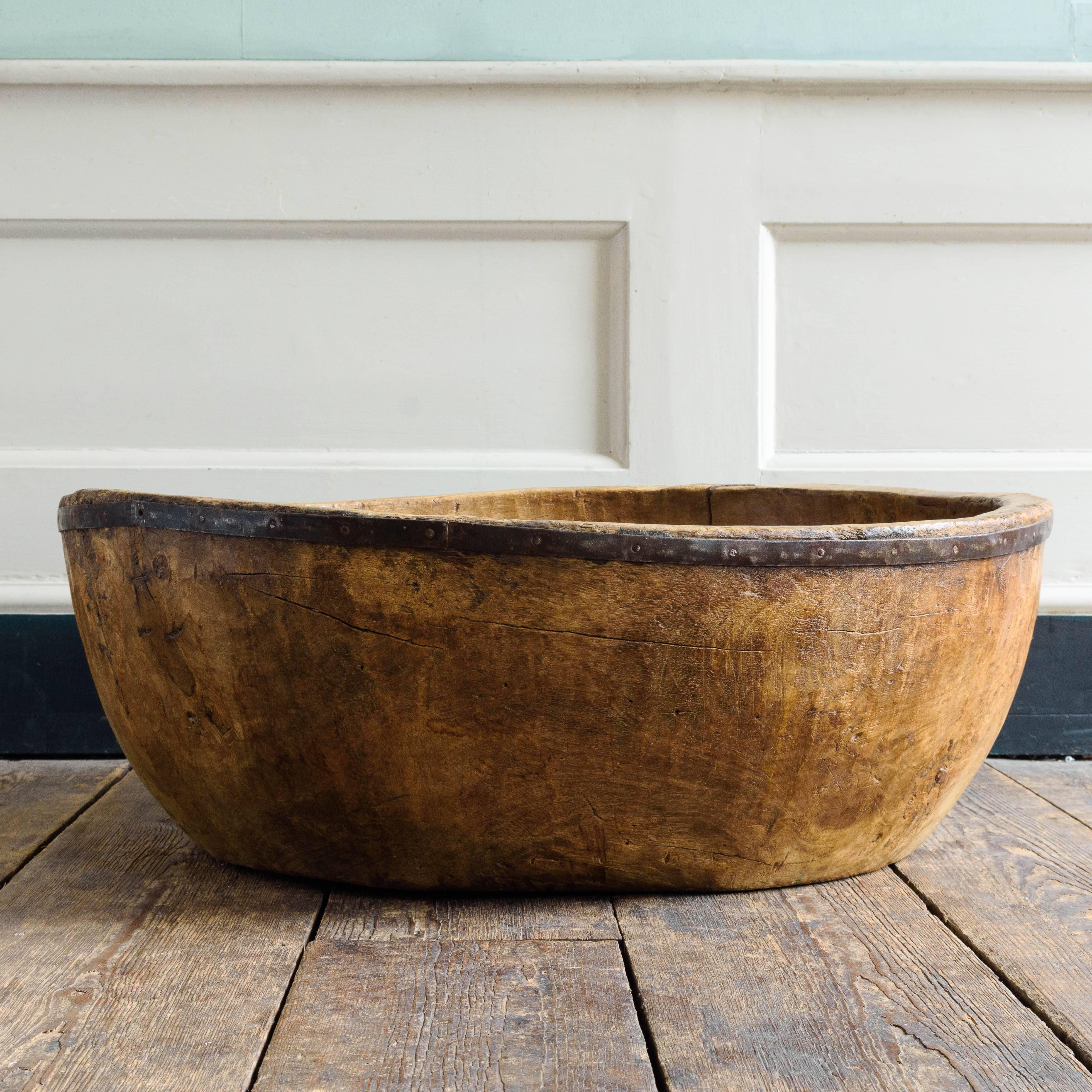 Exceptionally Large Adzed Sycamore Bowl 2