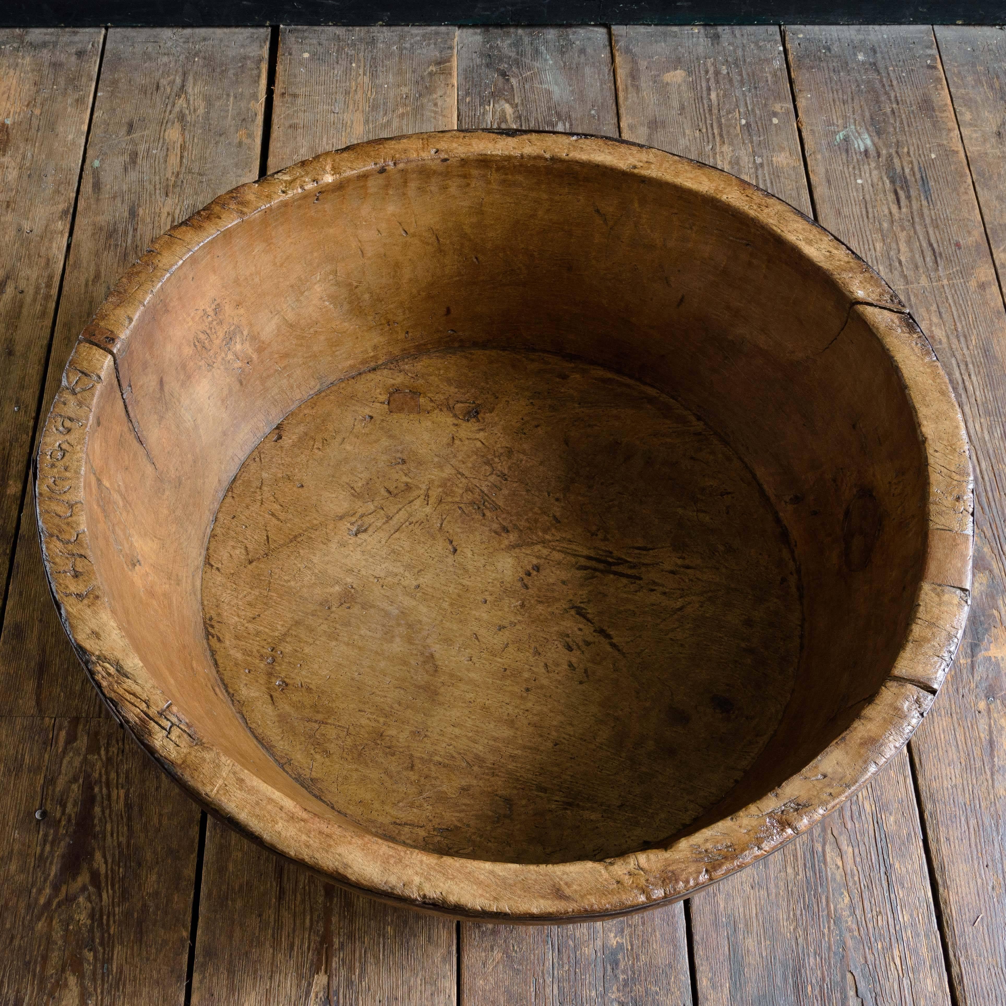 Exceptionally Large Adzed Sycamore Bowl 3