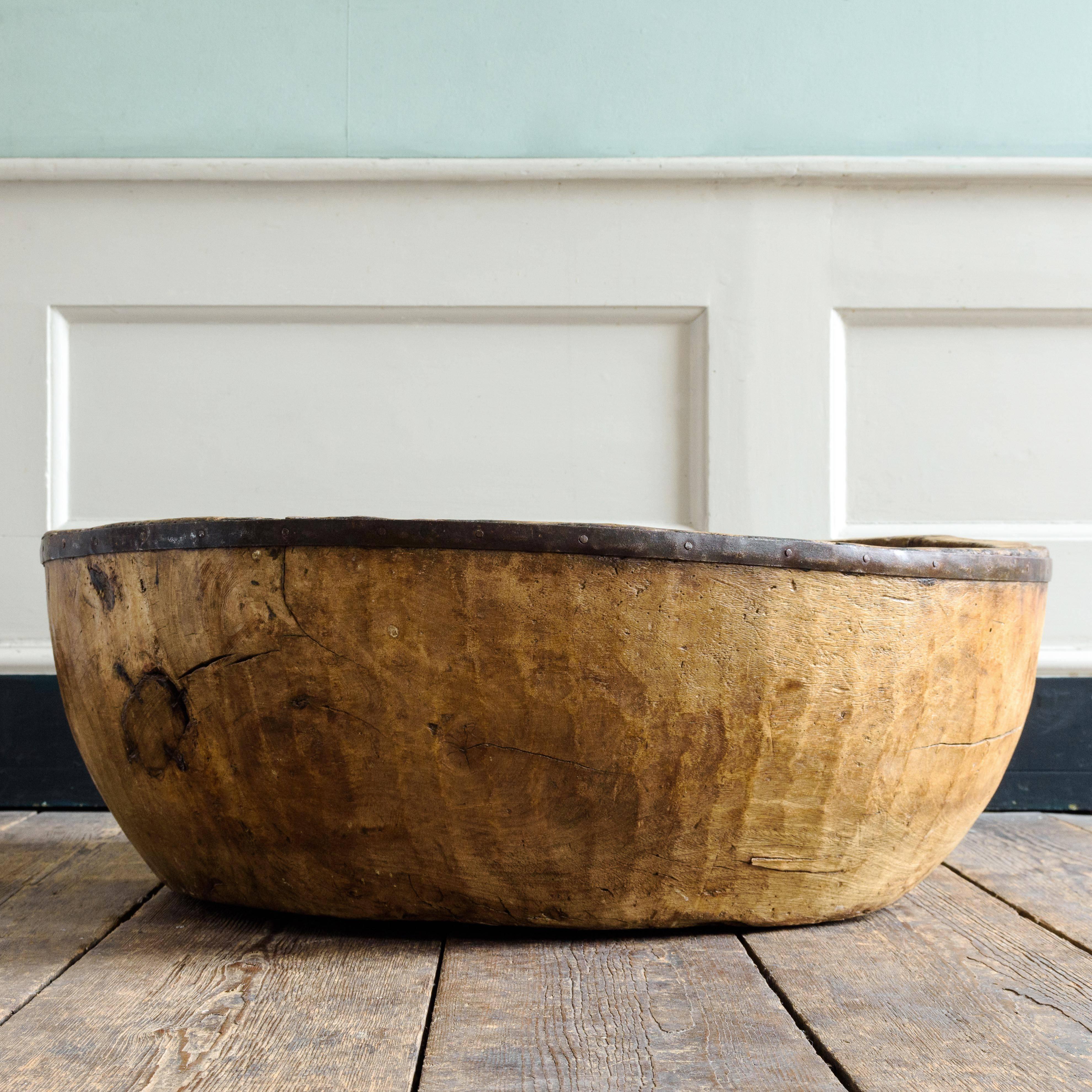 Exceptionally Large Adzed Sycamore Bowl 1