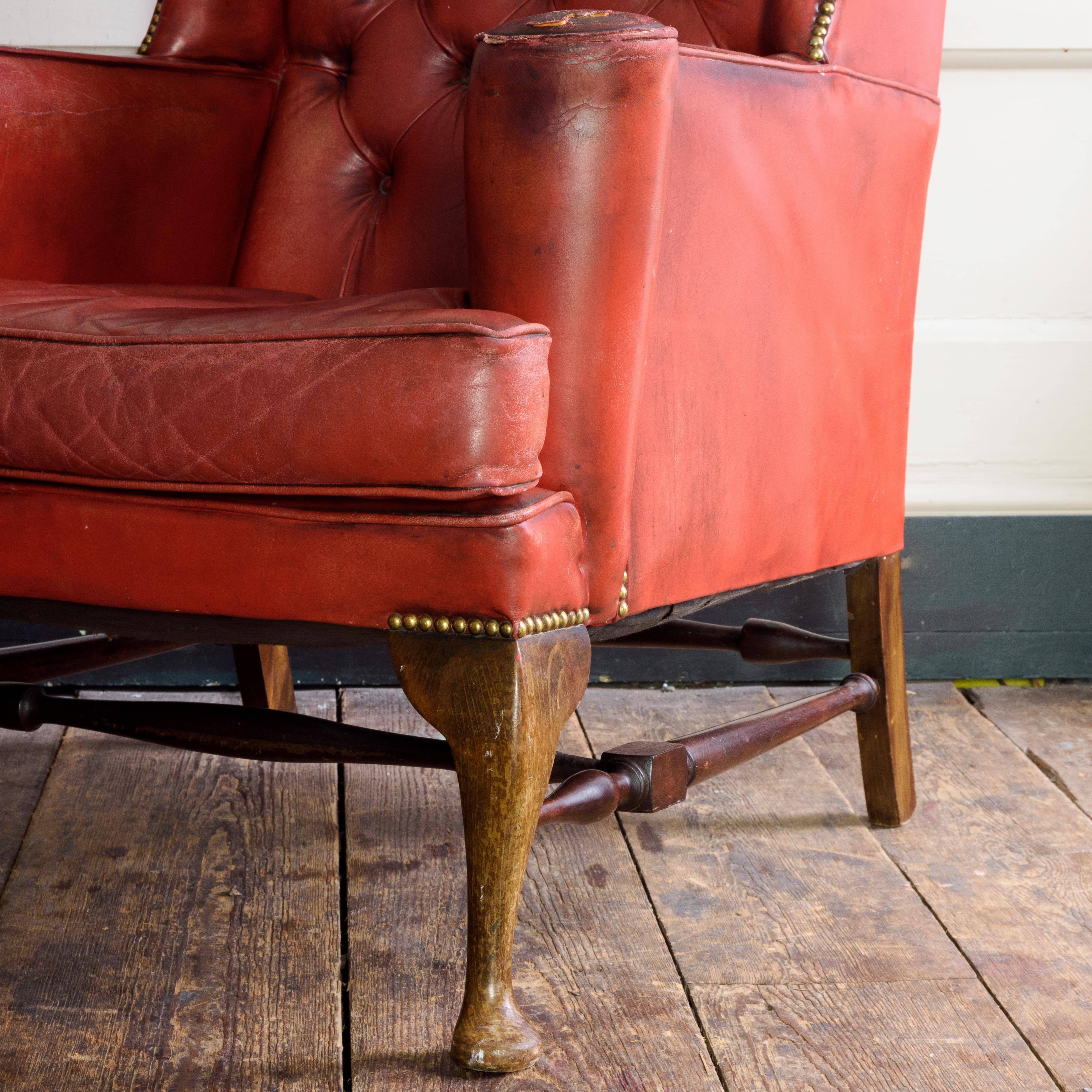 Red Leather Wingback Armchairs 2