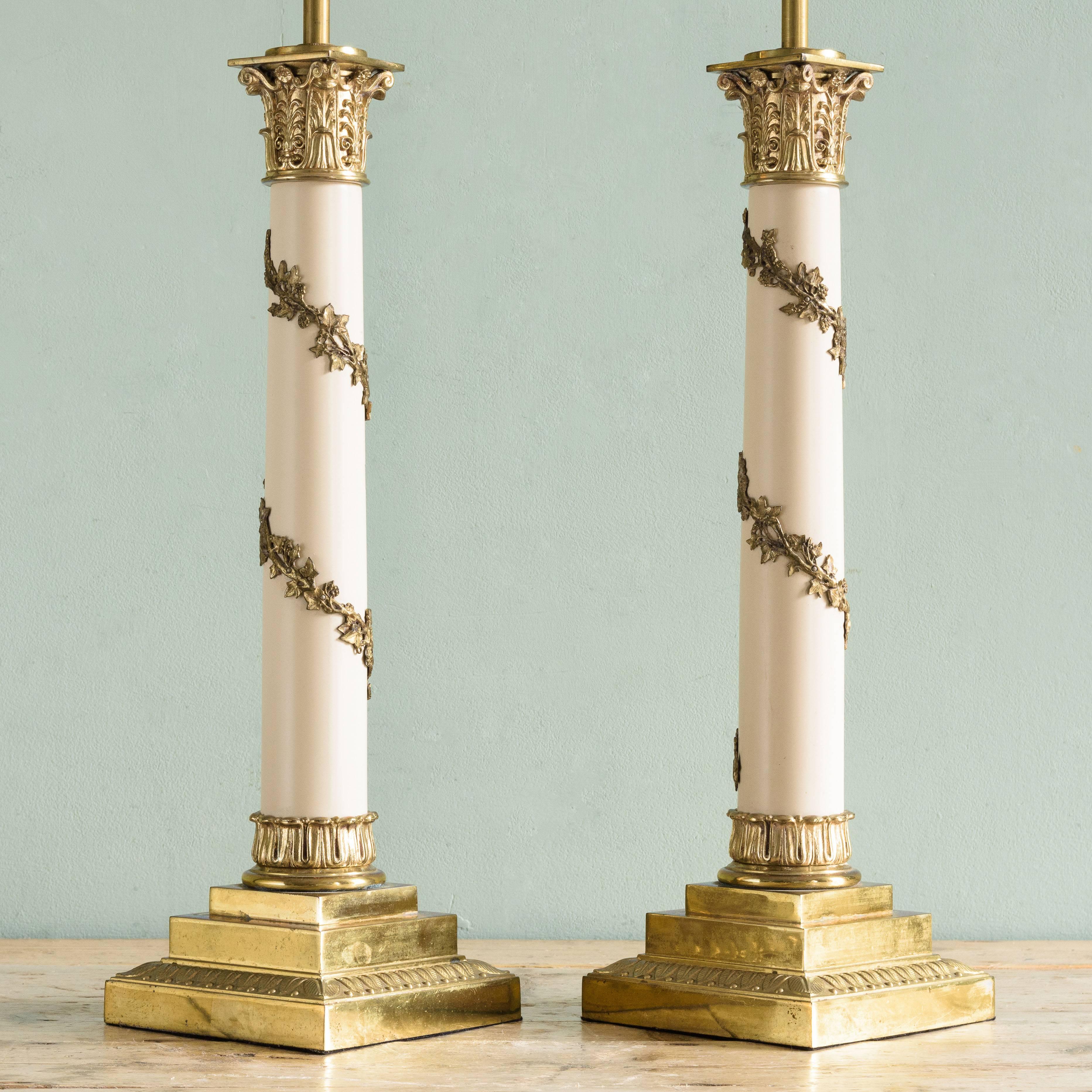 Pair of Corinthian Column Table Lamps 3