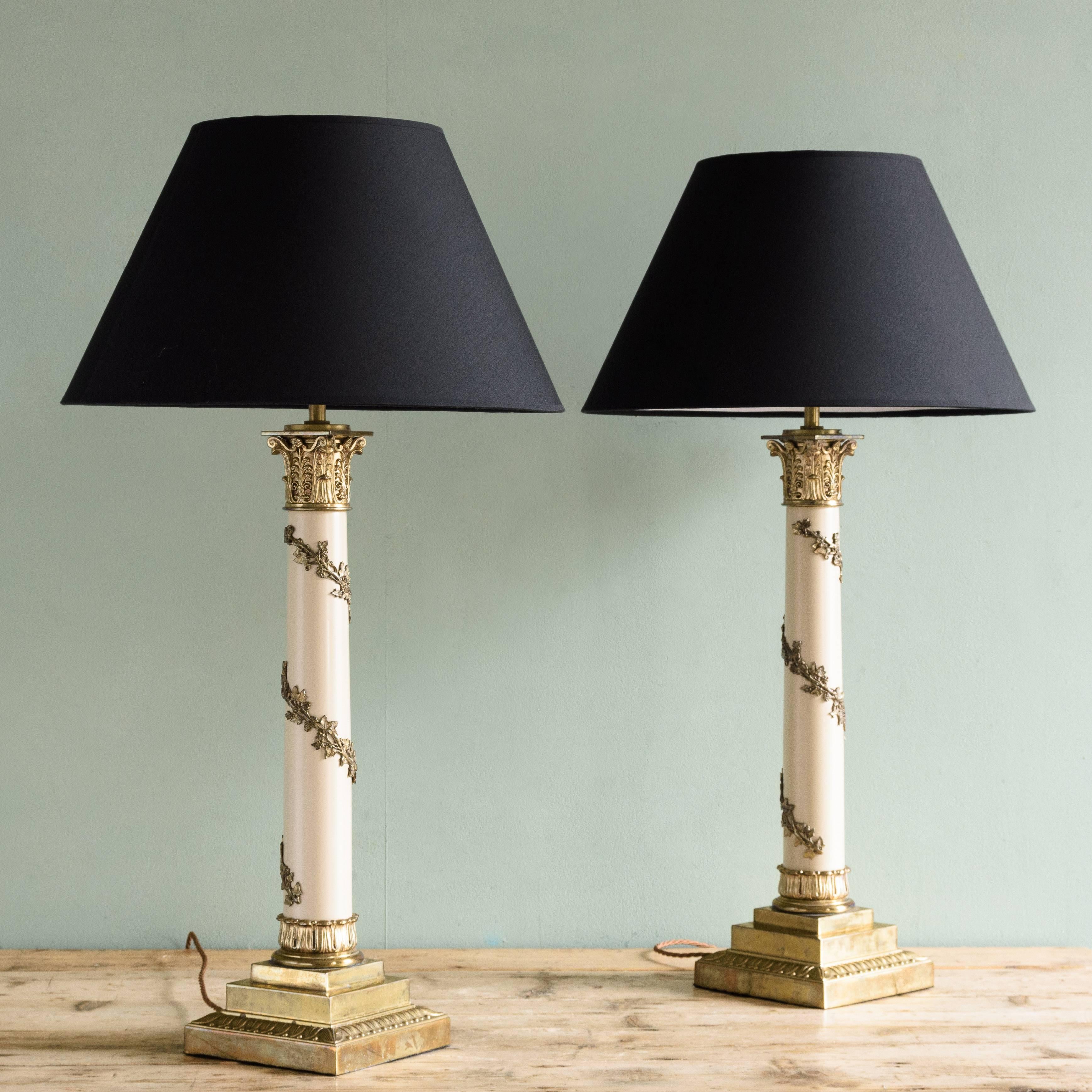 Pair of Corinthian Column Table Lamps 1