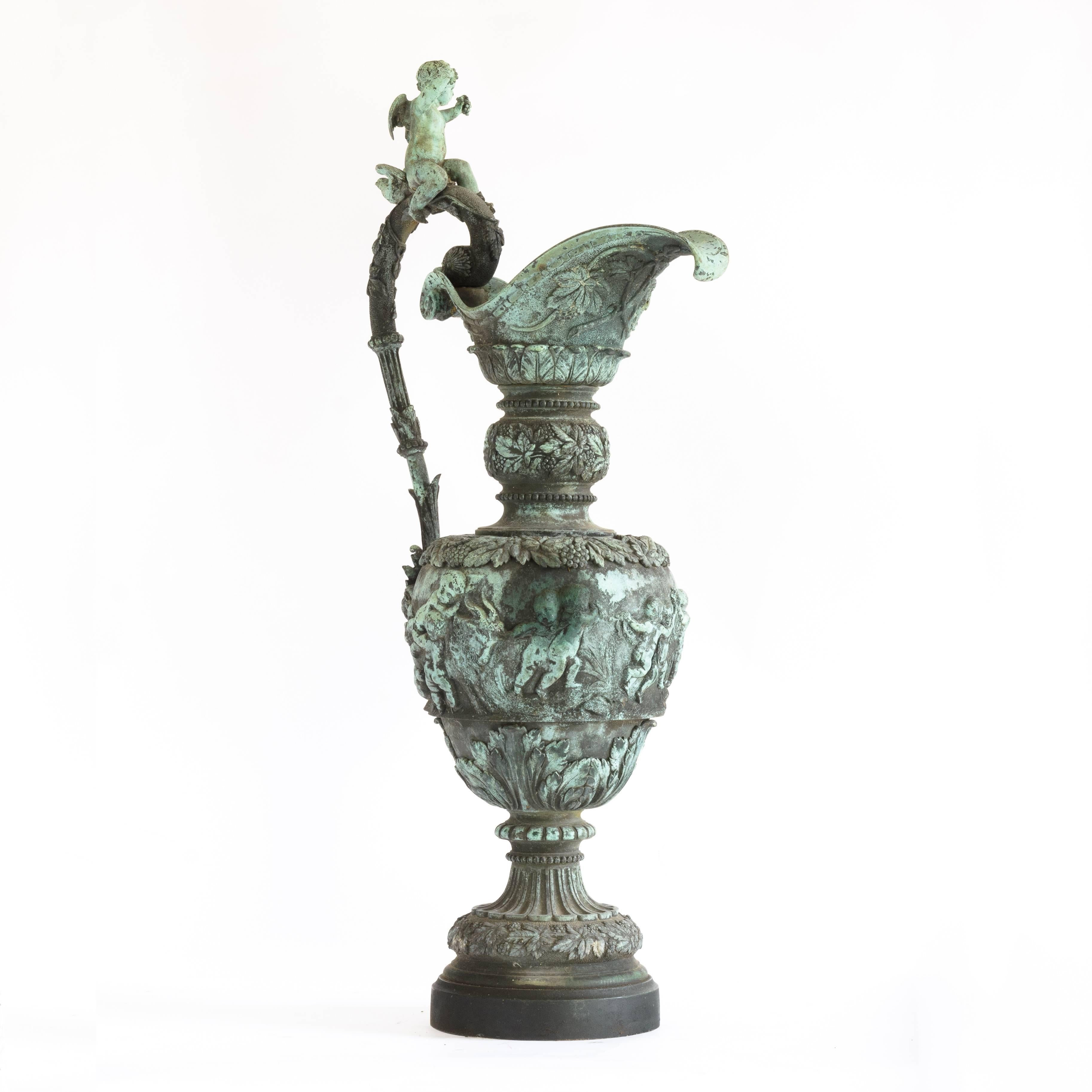 Cast Exceptional French Bronze Ewer Attributed to Villemsens of Paris