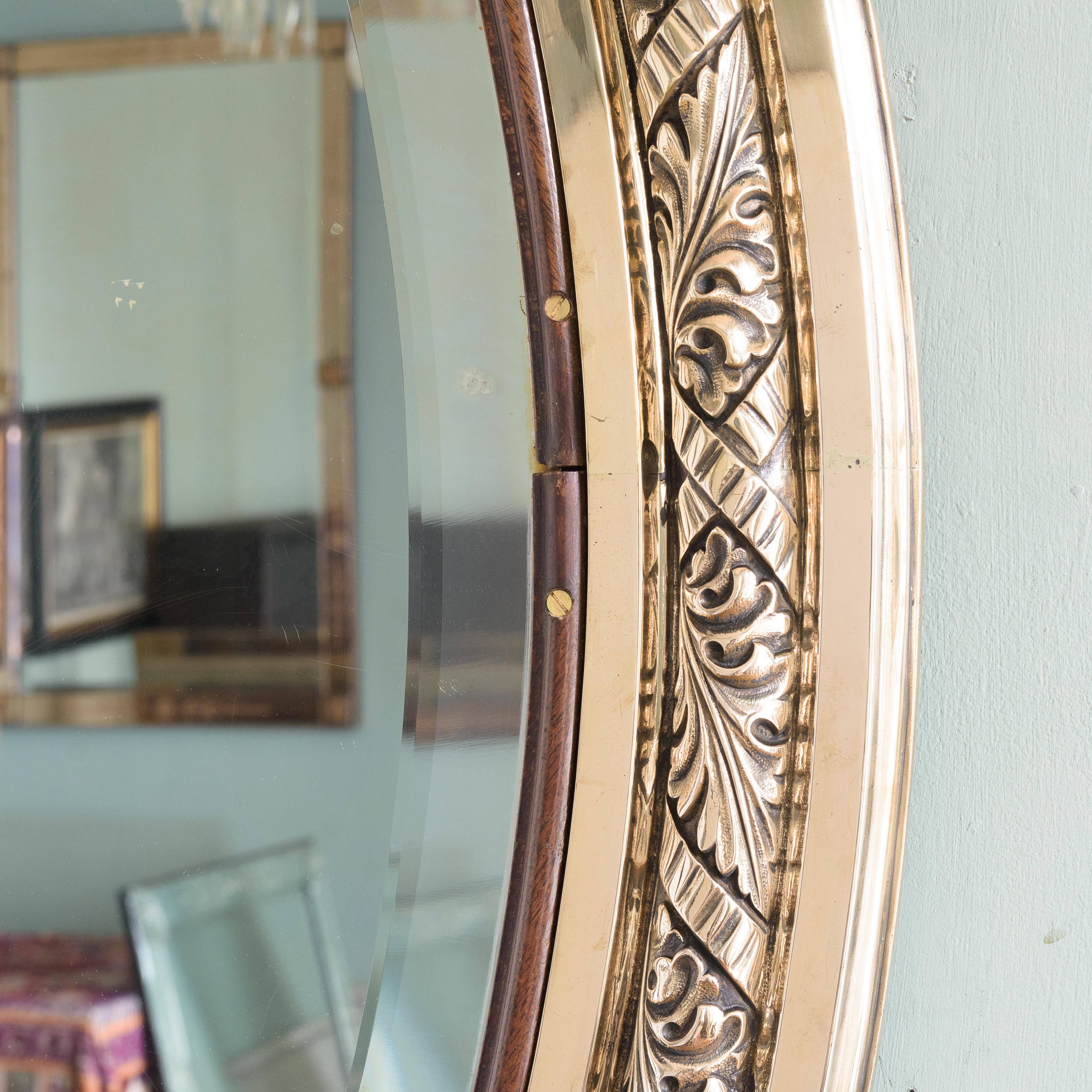 British Pair of Bronze Oval Mirrors, RMS Olympic