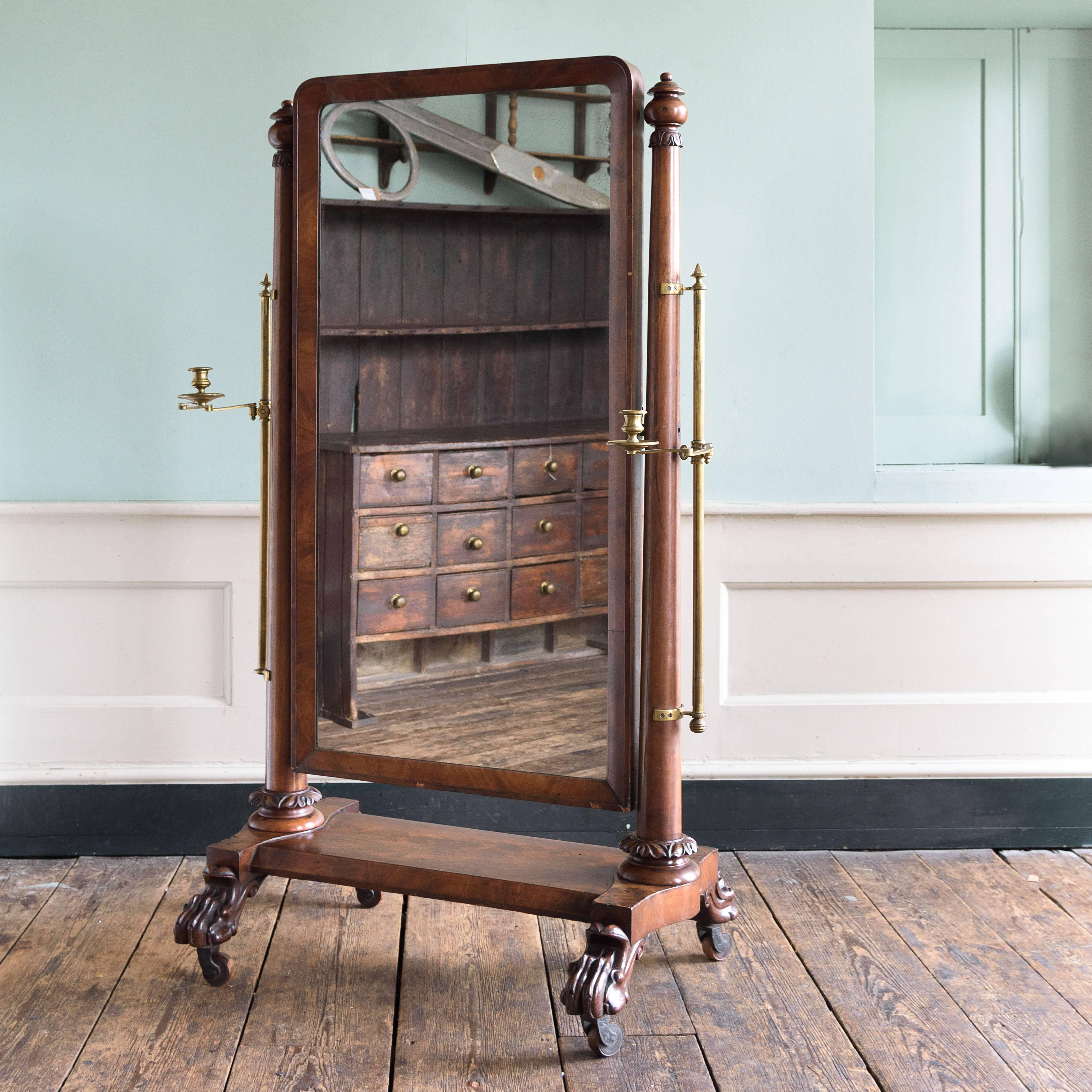 Mid-19th Century 19th Century Mahogany Cheval Mirror