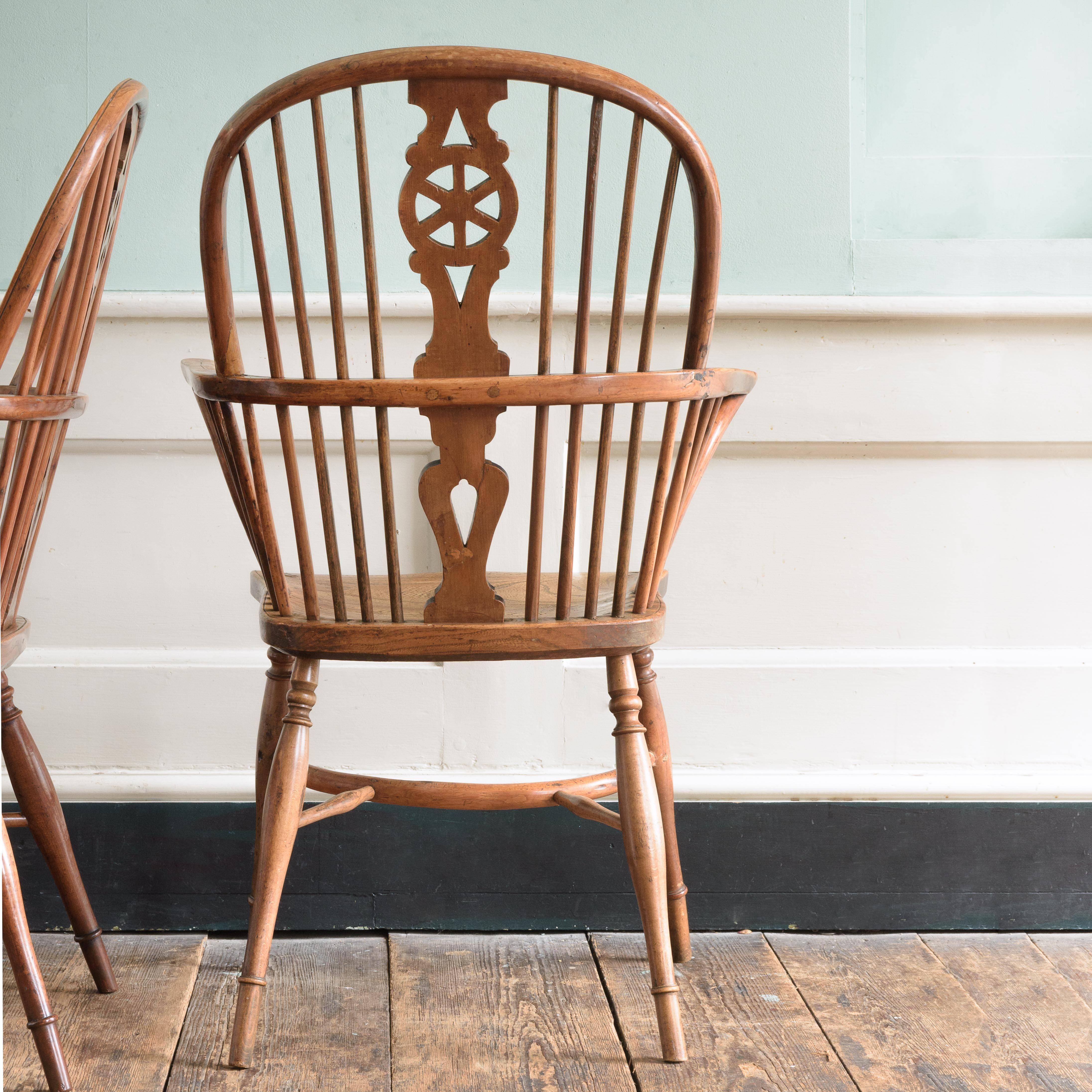 Country Pair of 19th Century Windsor Chairs