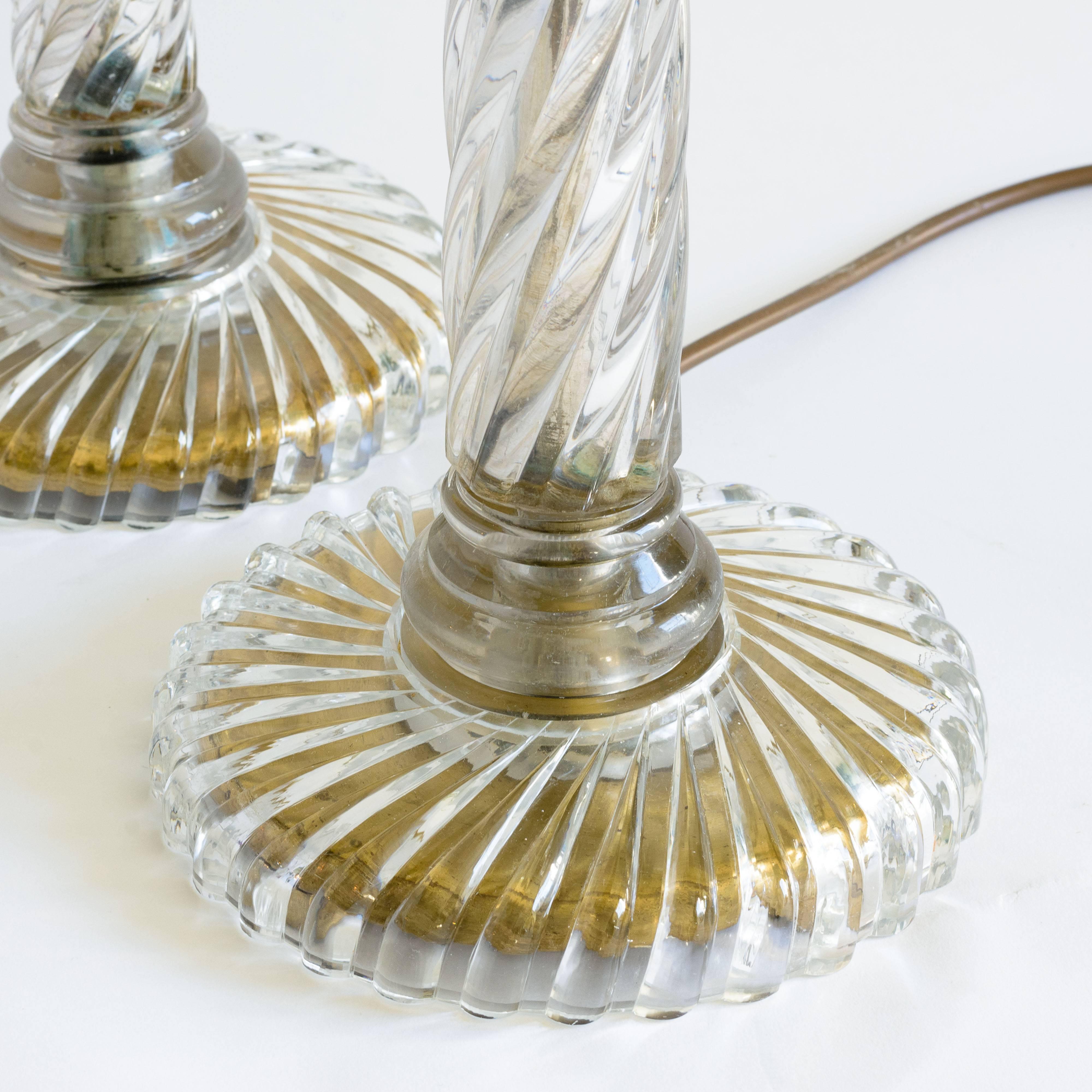 20th Century Wrythen Glass Table Lamps