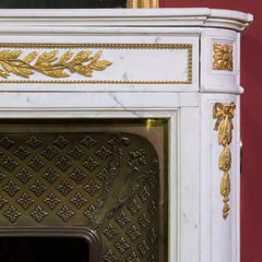 Louis XVI Style Carrara Marble and Ormolu Mounted Chimneypiece