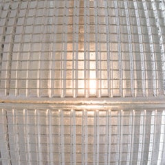 Small French Holophane Globe Pendant Light with Brass Caps