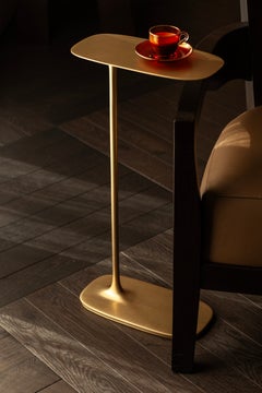 Side Table - Tall Handmade Sandcasted Metal in Brushed Brass by Unism