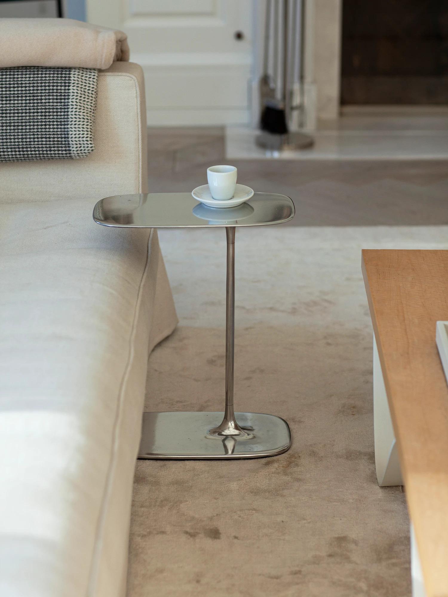 Polish UNISM - Low Side Table - polished Aluminium For Sale