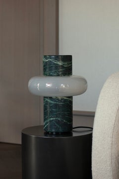 Torus-Lampe aus Verde-Alpi-Marmor und mundgeblasenem Glas von unism