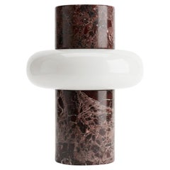Torus-Lampe aus Rosso-Levanto-Marmor und mundgeblasenem Glas von unism