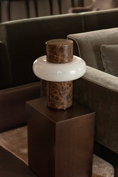 Torus Lamp in Dark Emperador Marble and Hand-Blown Glass by unism
