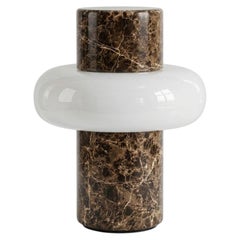 Torus Lamp in Dark Emperador Marble and Hand-Blown Glass by unism