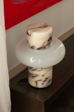 Torus Lamp in Calacatta Viola Marble and Hand-Blown Glass by unism