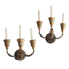 Pair of 19th Century Three-Arm Italian Sconces