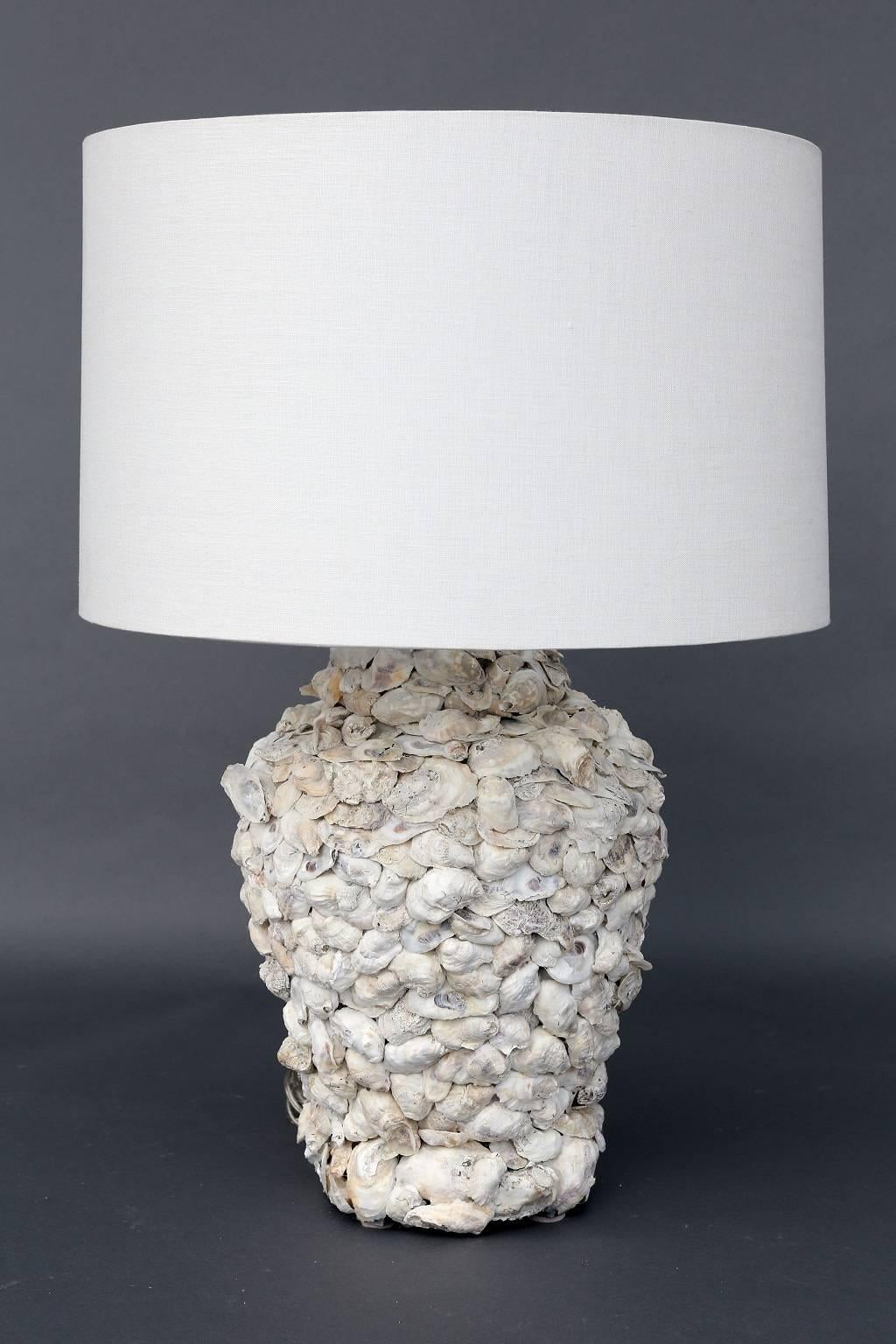 Linen Custom Shell-Covered Table Lamp