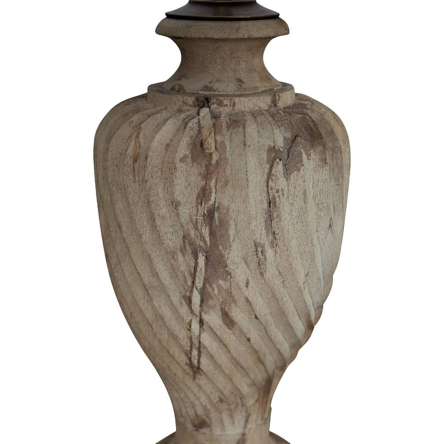 Large Pair of Vintage Carved Wooden Finial Lamps at 1stdibs