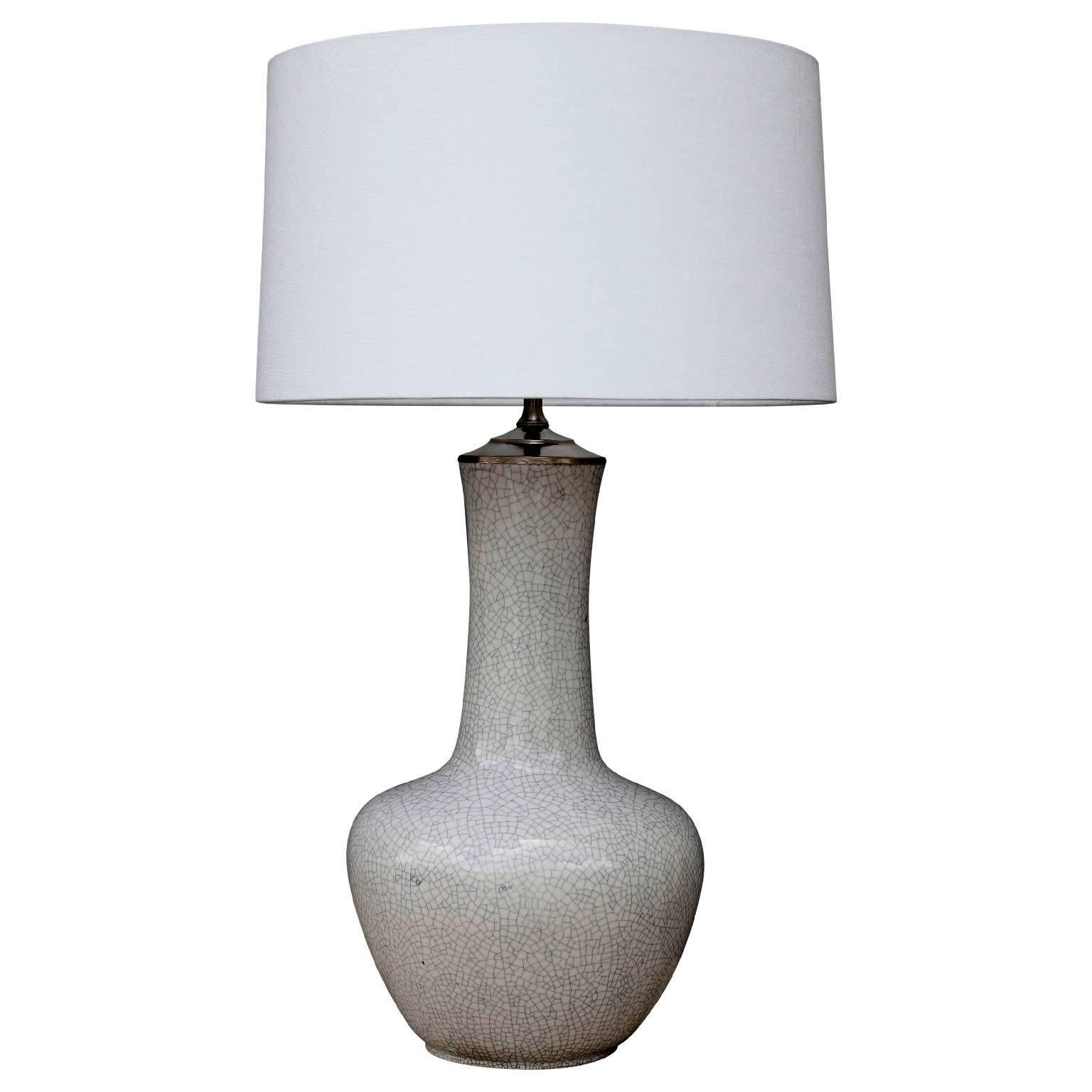 Vintage Crackle Glazed Vase as Table Lamp