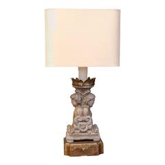 Custom Table Lamp from Unusual Carved Portuguese Candlestick