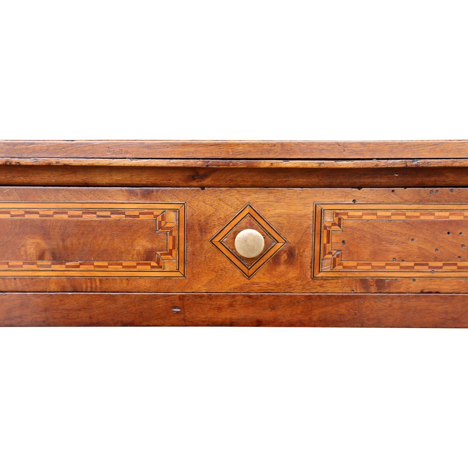 Neoclassical Early 19th Century French Walnut Single Drawer Table