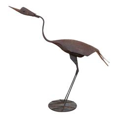 Vintage Folk Art Metal Heron 4