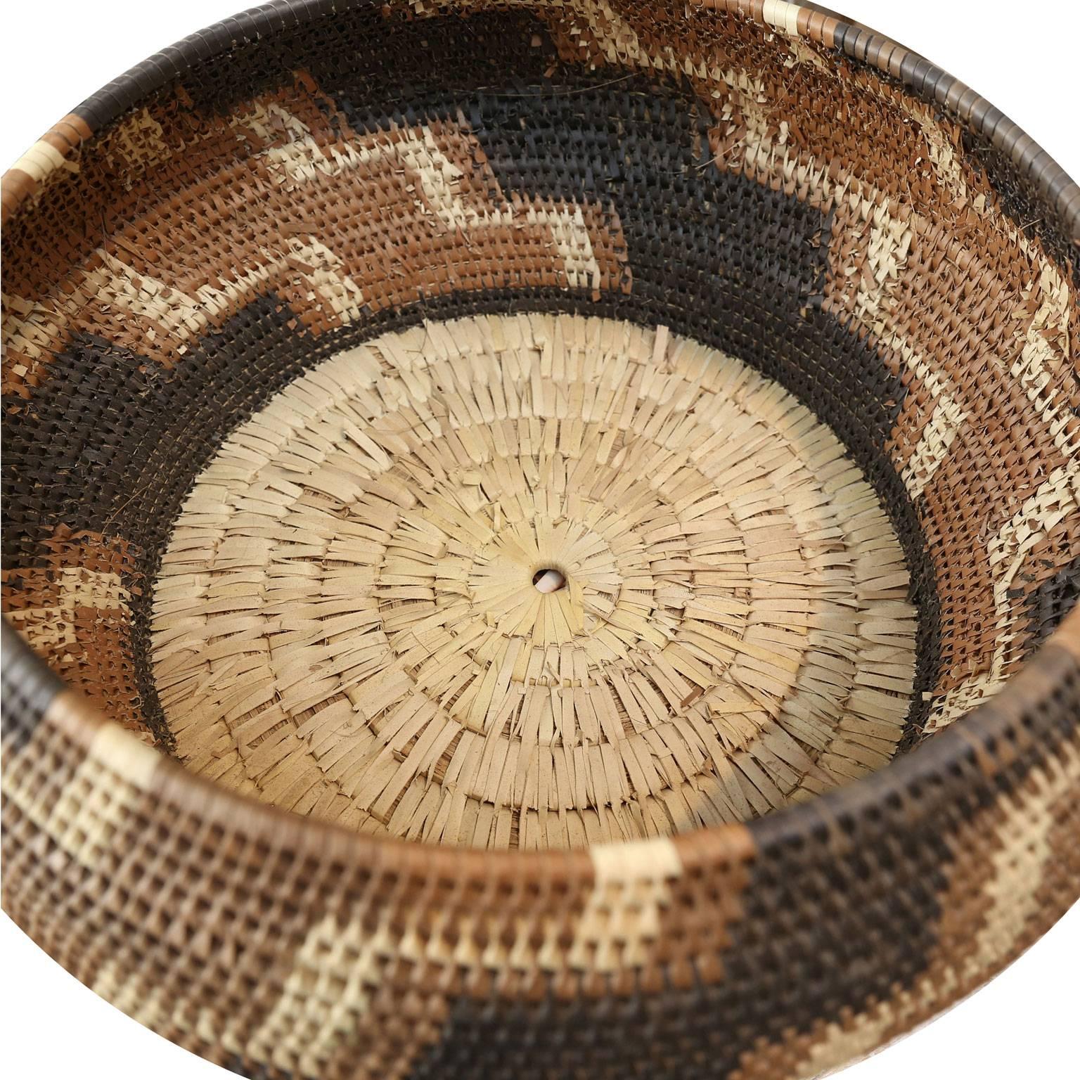 Hand-Woven Vintage American Indian Lidded Basket