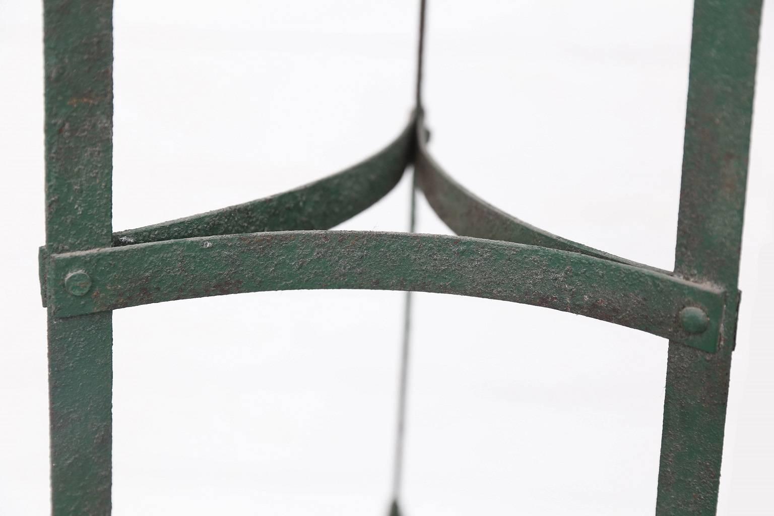 French Provincial 19th Century Green-Painted Iron Pot Rack