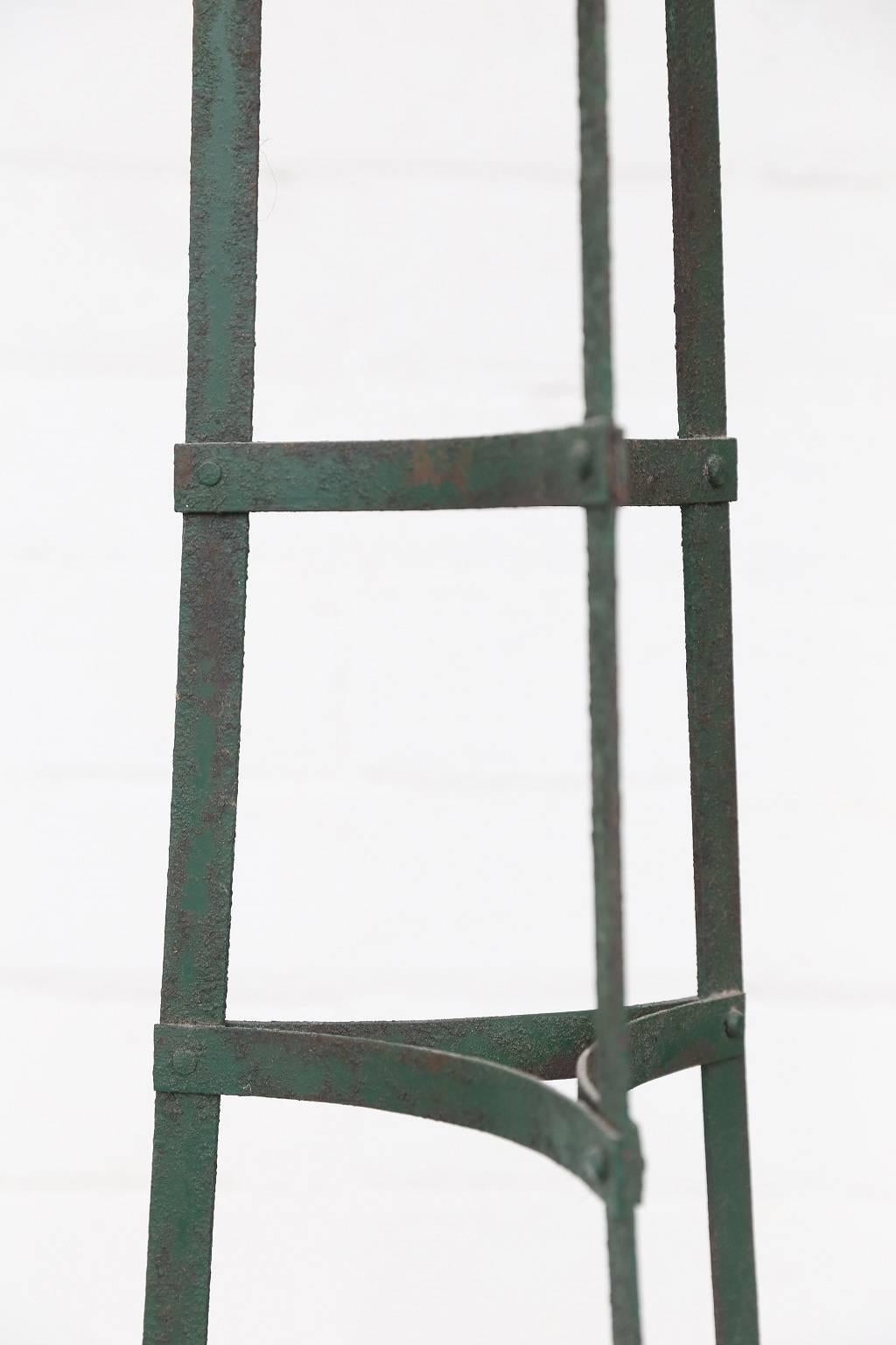 19th Century Green-Painted Iron Pot Rack 1