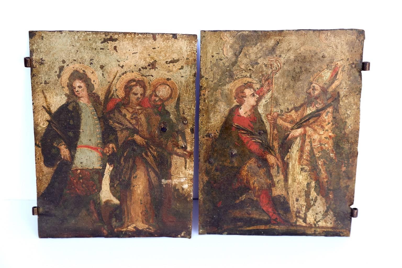 Forged Pair of Early Oil on Copper Paintings