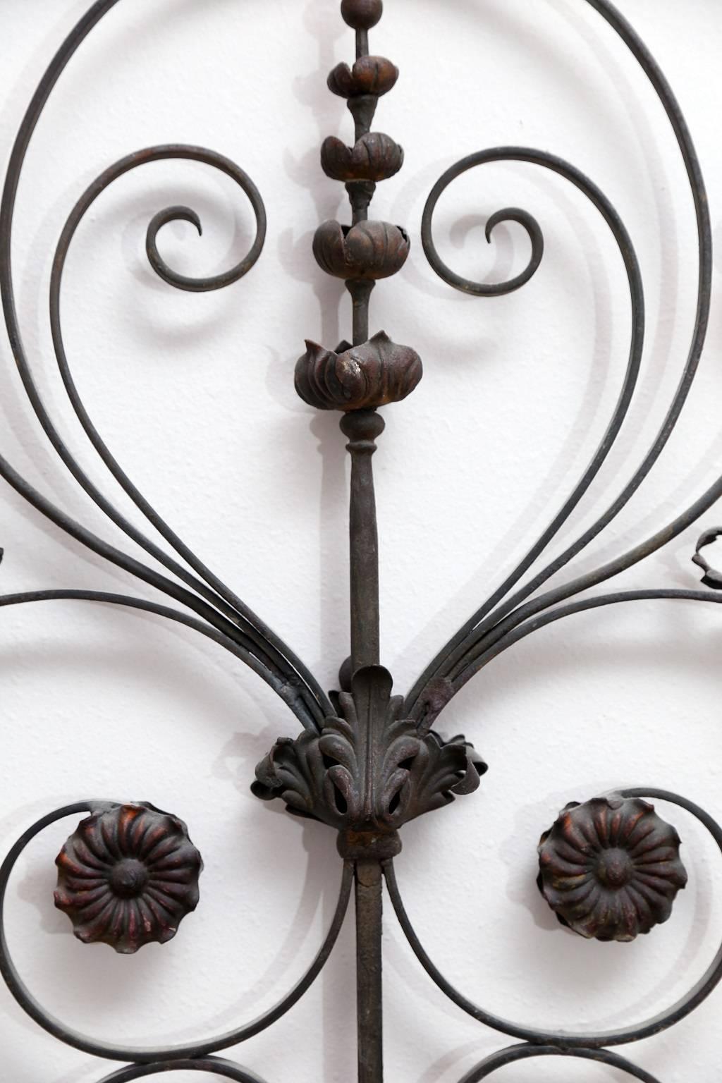 Louis XVI Pair of 19th Century French Forged Iron Gates, later adapted as a Headboard