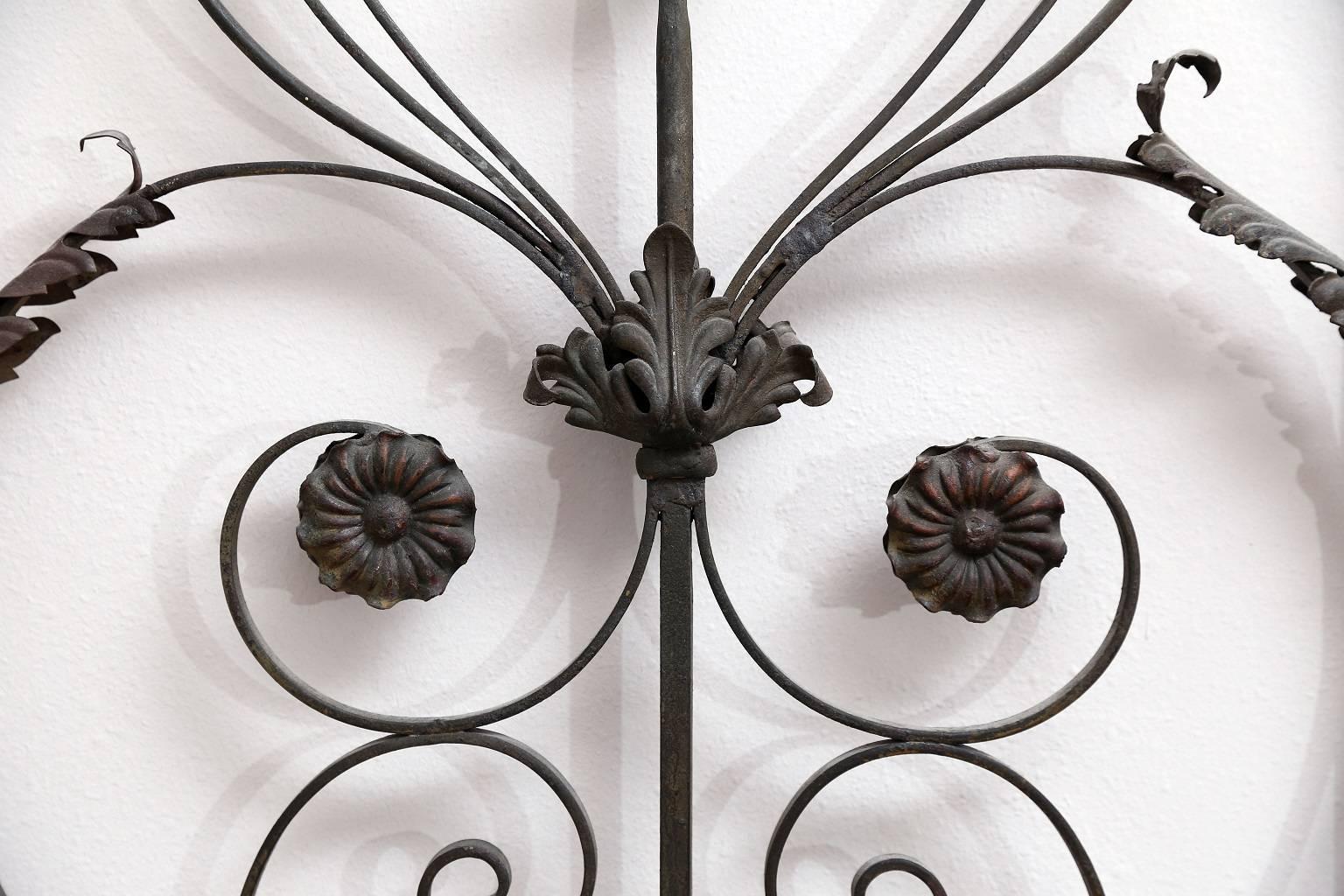 Pair of 19th Century French Forged Iron Gates, later adapted as a Headboard 1