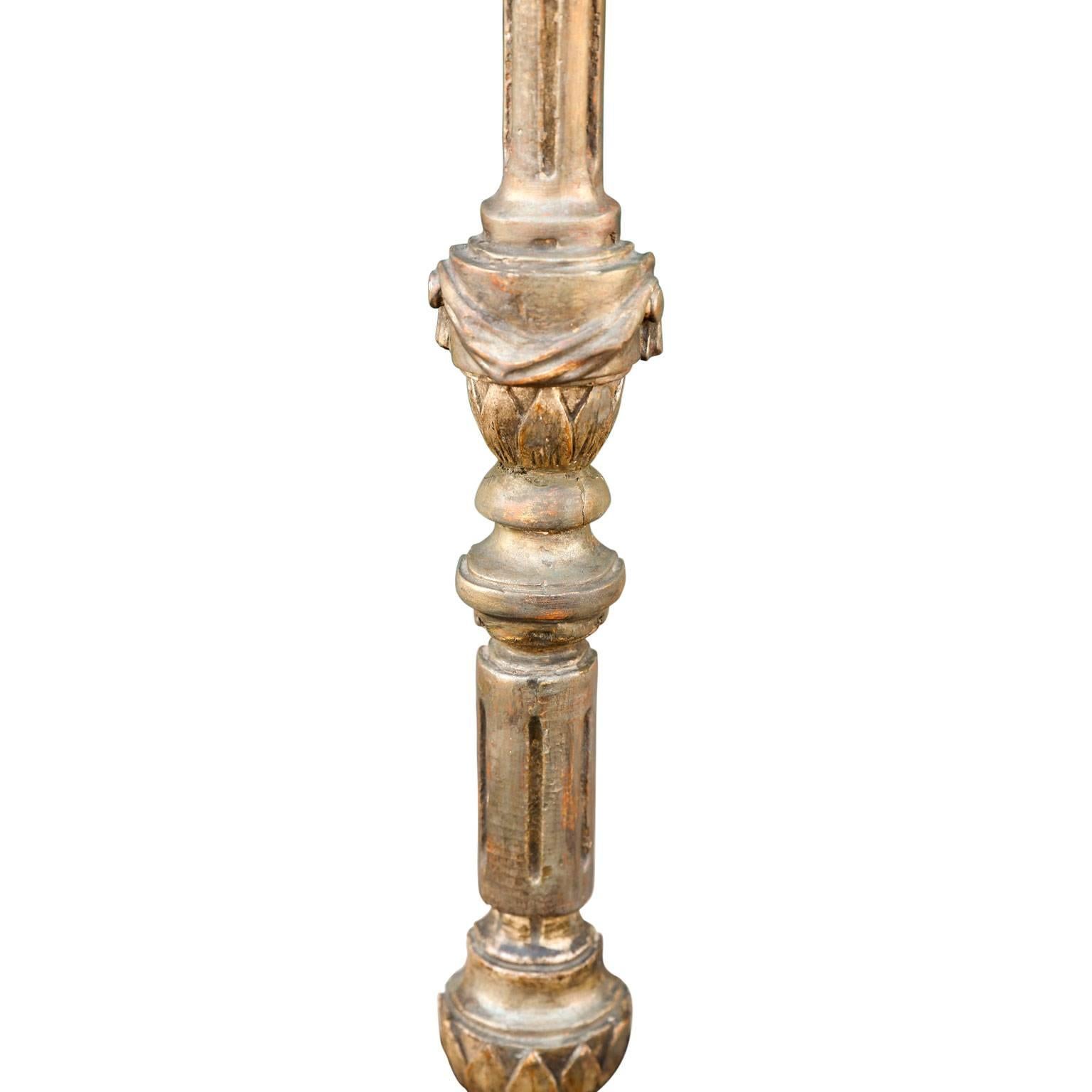 Hand-Carved Early 19th Century French Bore Doré Candlestick