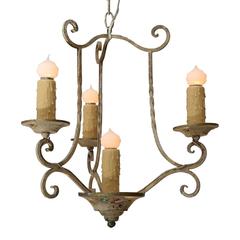 Antique Painted Iron Chandelier from France