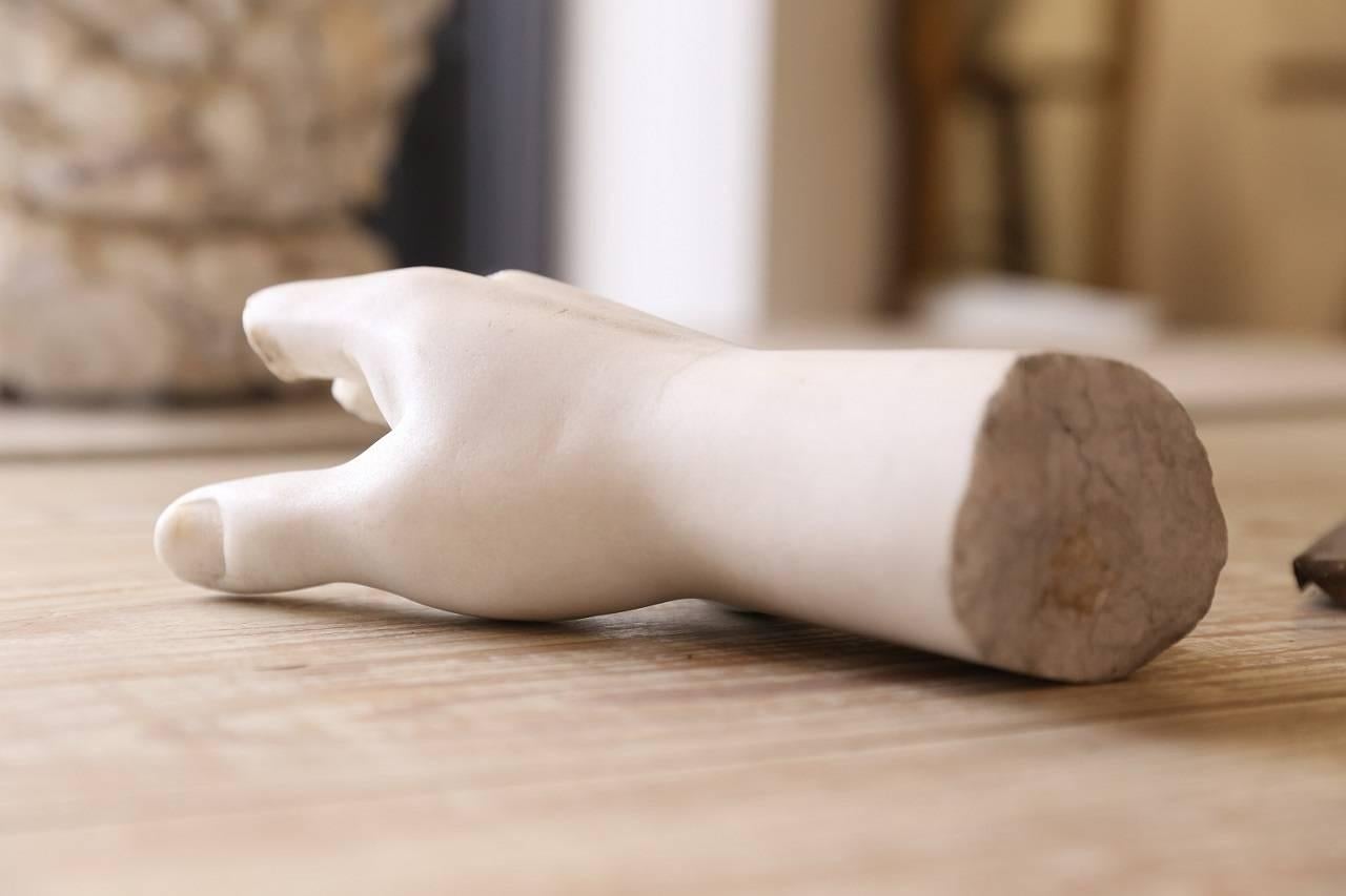 Marble fragment from an Italian 19th century marble statue's hand. Perfect accessory for a desk top or shelf.
