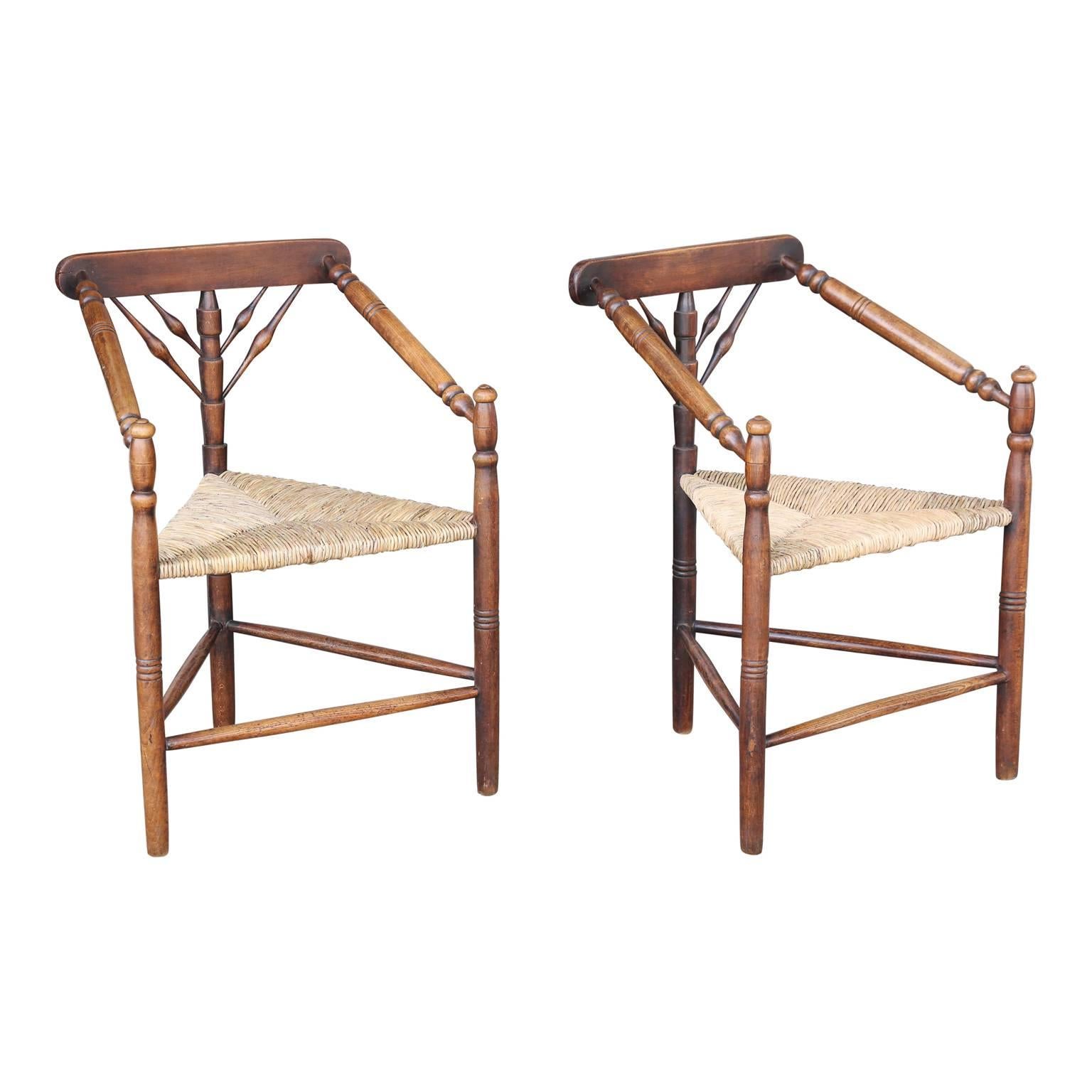 English Set of Four Early 20th Century Turner Chairs by William Birch