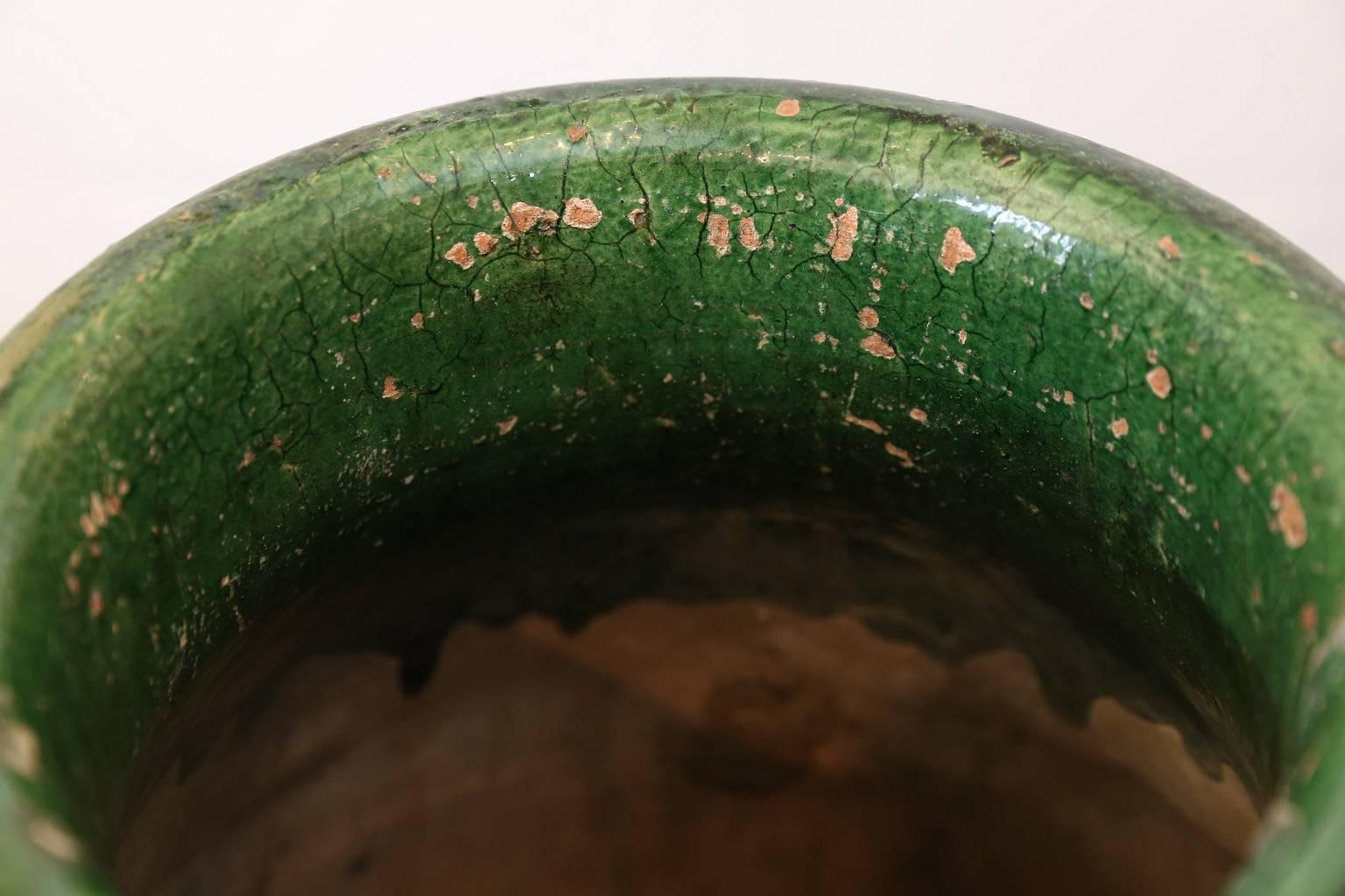 19th Century Green Glaze Terracotta Jar