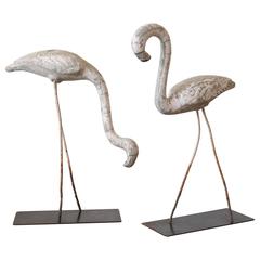 Paire de sculptures décoratives de flamants