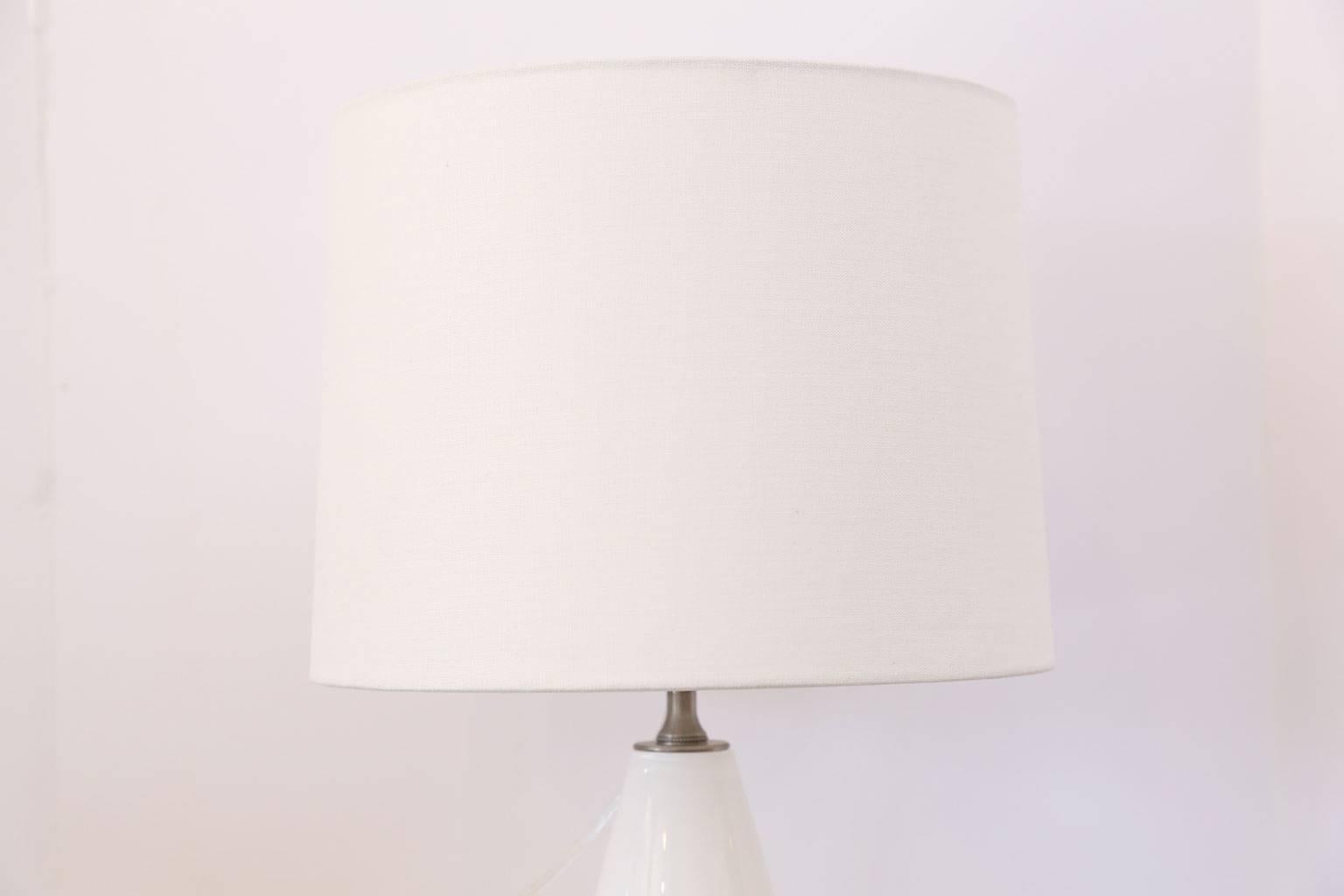 Mid-Century Modern White Glass Table Lamp