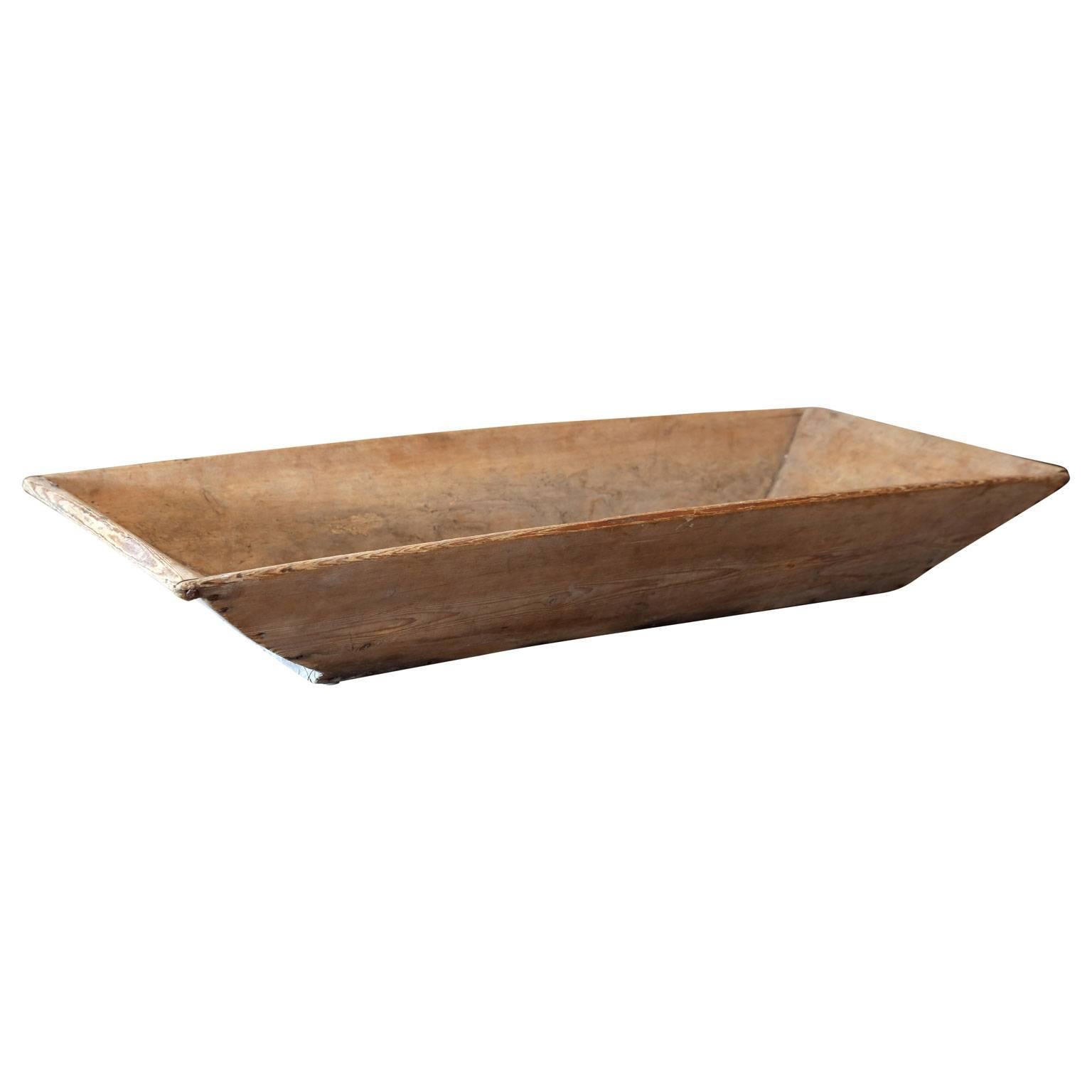 Large 19th century Swedish wooden trencher bowl. Hand carved wood serving trencher or dough bowl.

Note: Original/early finish on antique and vintage metal will include some, or all, of the following: patina, scaling, light rust, discoloration, and