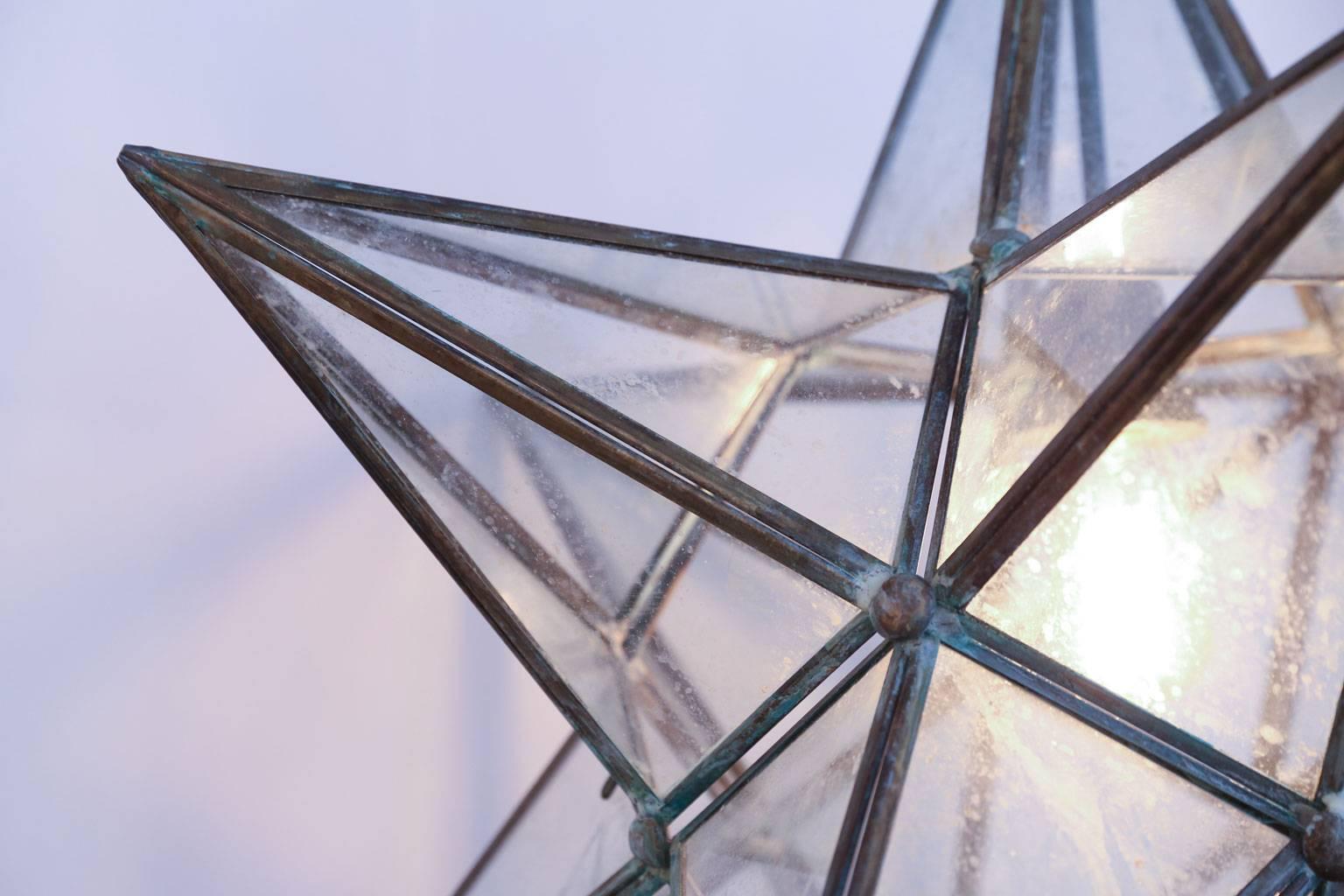 Contemporary Two Voluminous Glass Star Pendants