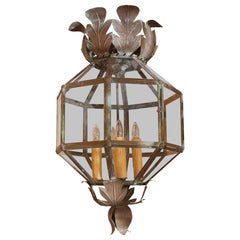 Octagonal Glass Paneled Tole Lantern