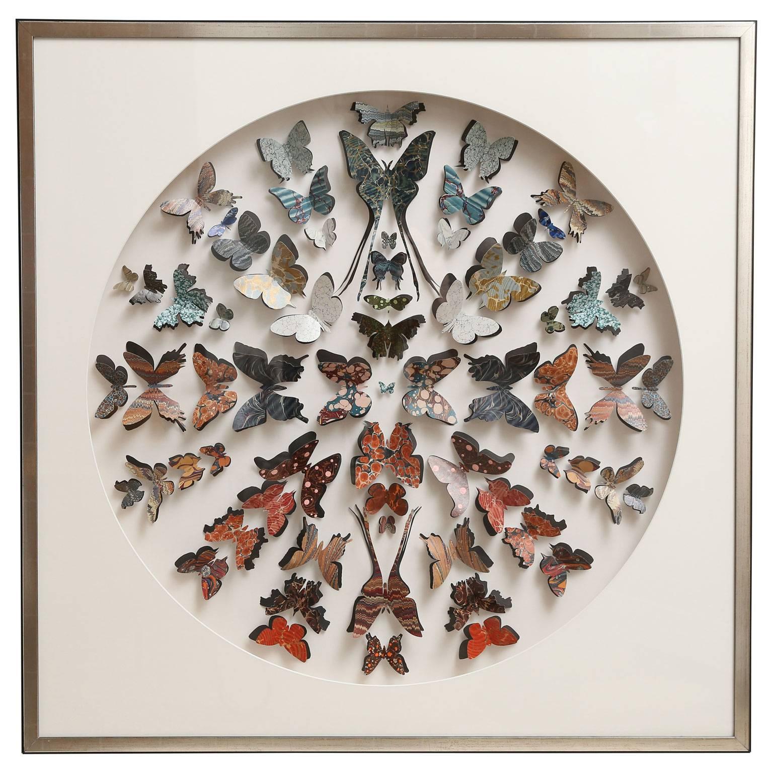 Collection of Antique Marbled End Paper Butterflies