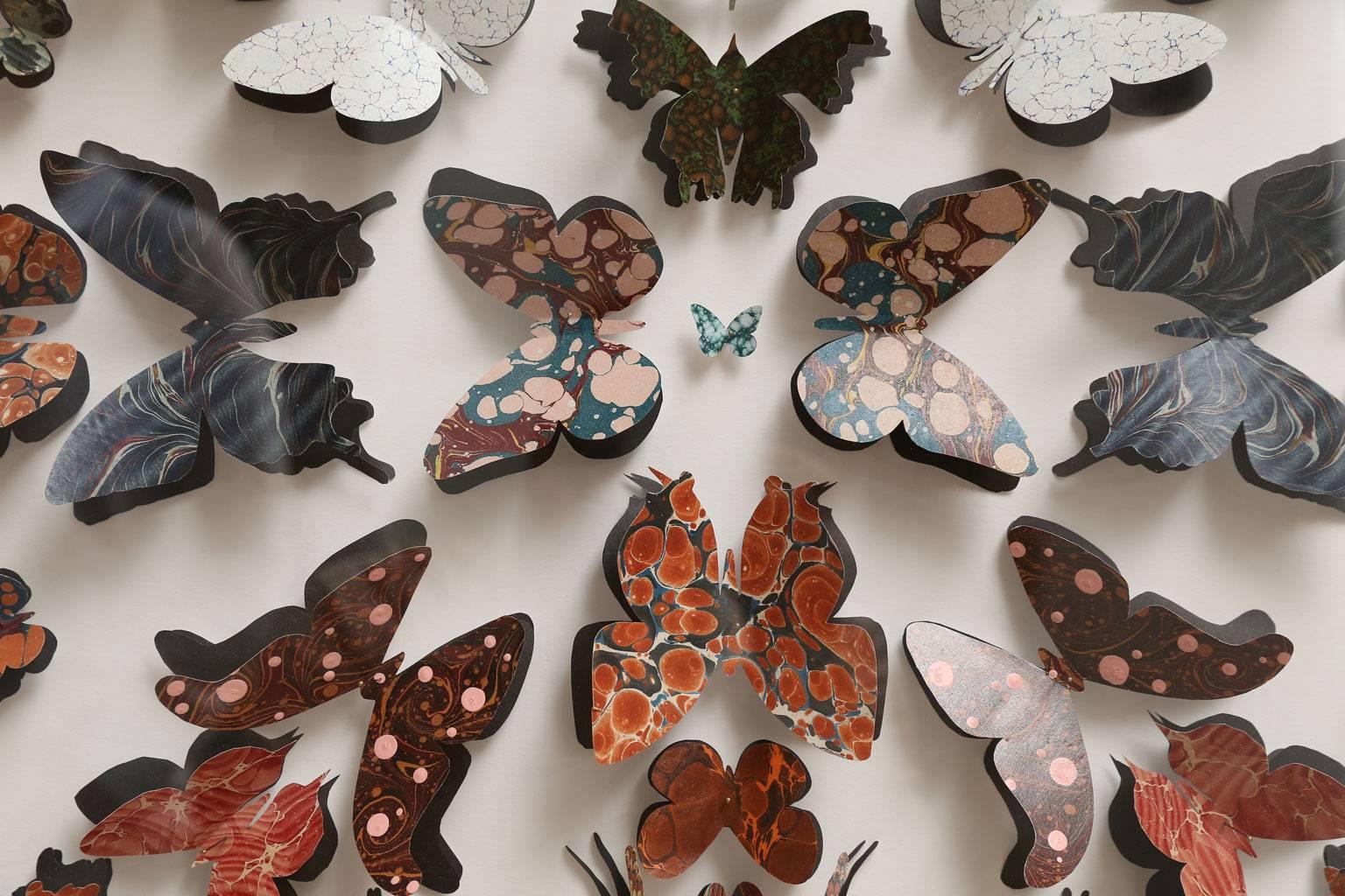 Metal Collection of Antique Marbled End Paper Butterflies