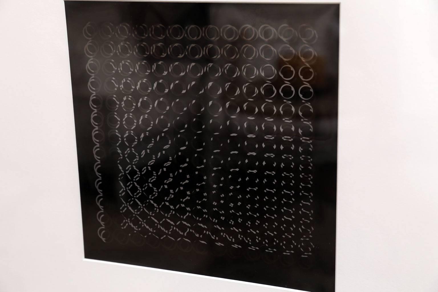 Original Victor Vasarely Oeuvres Profondes, Editions Du Griffon Neuchâtel, 1973. Silk screen on transparency over printed rag paper. Unsigned and framed in a black painted wooden shadowbox. This print would make an excellent set of two with item